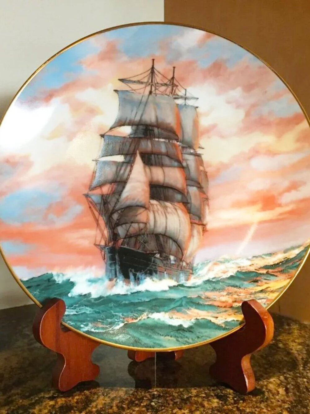 Vintage W.S. George Clipper Ship Plate 'The Blue Jacket At Sunset' 2nd Issue